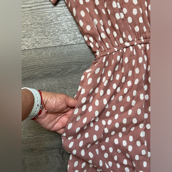 Abercrombie&Fitch Mini Dress|Color:Mauve Pink Polka Dot|Size:Juniors XL T(12-14) - Picture 7 of 16